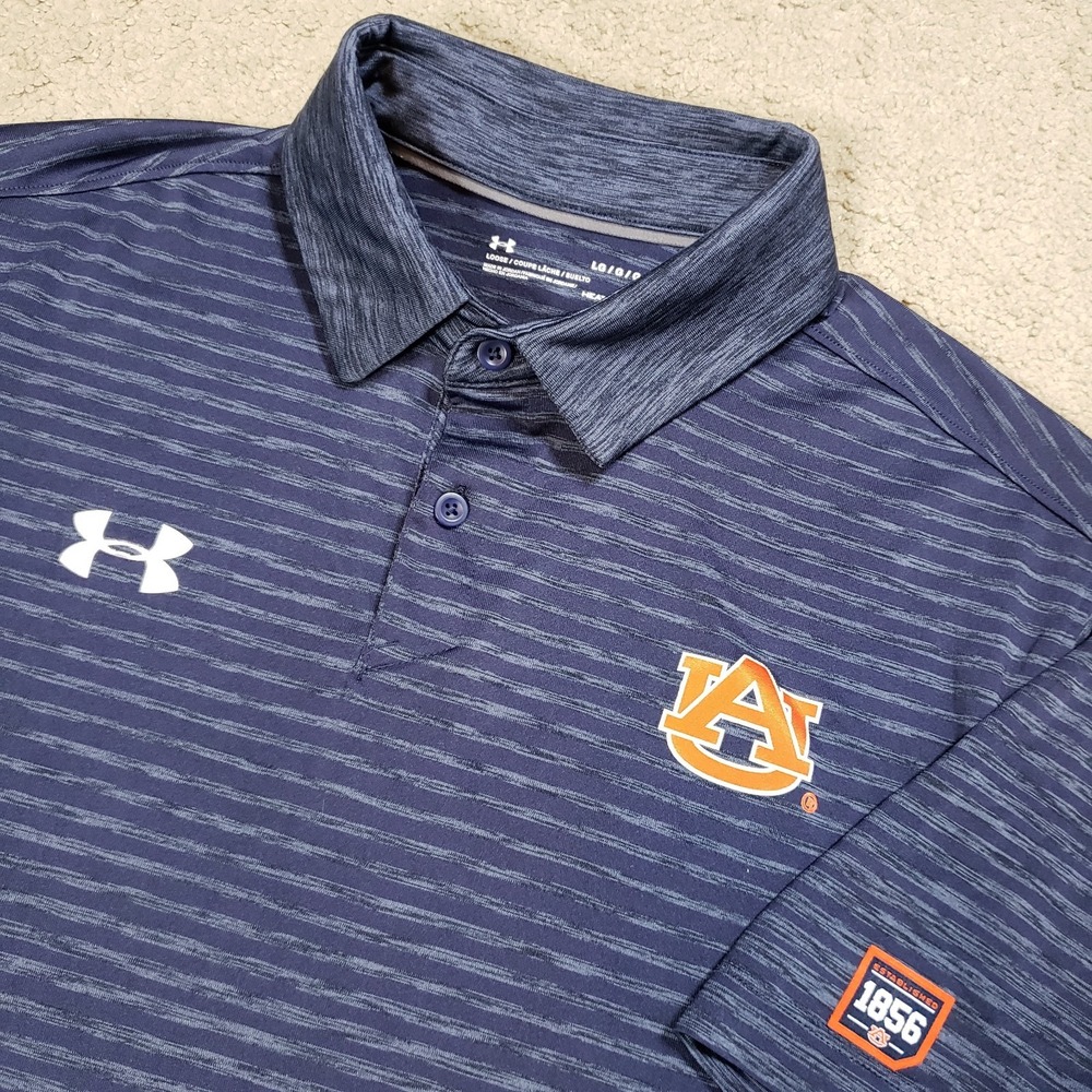 Under Armour UA Auburn Tigers NCAA S/S Polo Shirt Blue‎ War Eagle Men's L 1856